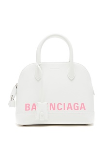 Компактная белая сумка с розовым логотипом Ville Balenciaga