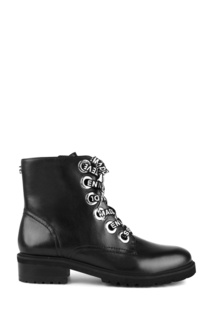 Черные кожаные ботинки с молнией и шнуровкой Steve Madden
