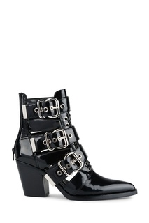 Черные лакированные ботильоны с ремешками Jeffrey Campbell