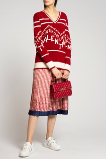 Терракотовый пуловер с контрастной отделкой Valentino