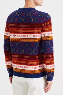 Разноцветный джемпер со скандинавским орнаментом Gucci Man