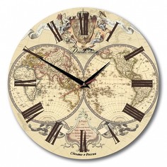 Настенные часы (33x33x4 см) Карта Мира 02-005 Династия