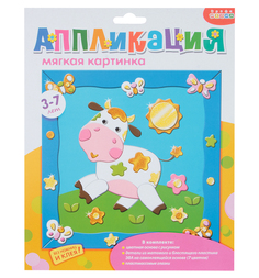 Аппликация Дрофа Картинка мягкая. с рамкой Коровка на лугу