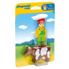 Набор с элементами конструктора Playmobil 1-2-3 6972 Фермер с коровкой