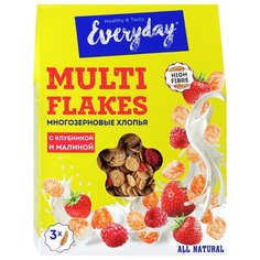 Готовый завтрак Everyday Мультизерновые хлопья с клубникой и малиной, коробка, 200 г