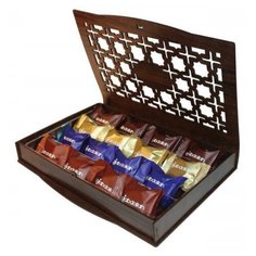 Набор конфет Hajabdollah из пашмалы "Резная шкатулка" со вкусом горького шоколада, ванили, капучино, корицы, 200 г коричневый