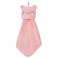 Доляна Полотенце Кошка кухонное 30х30 см розовый