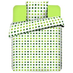 Постельное белье 1.5-спальное Твой стиль Пиксель, бязь зеленая клетка