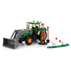 Трактор ТЕХНОПАРК с фигуркой (U1407B-1) 1:64 13 см зеленый