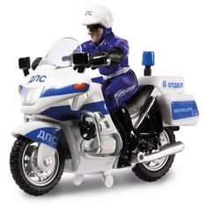 Мотоцикл ТЕХНОПАРК ДПС с фигуркой (CT-1247) 1:43 белый/синий