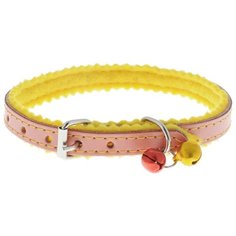 Ошейник КАСКАД Classic на синтепоне с бубенчиками 28 см розовый