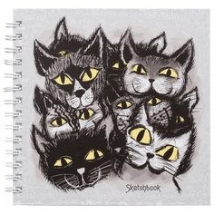 Скетчбук для зарисовок Канц-Эксмо Черные коты Графика 19.5 х 19.5 см, 100 г/м², 80 л.
