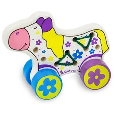 Каталка-игрушка Alatoys Лошадь (ШЛШ01) белый/желтый/фиолетовый