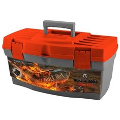 Ящик с органайзером BLOCKER World of Tanks BR5012 40.5x21.5x23 см 16 серо-свинцовый/оранжевый