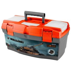 Ящик с органайзером BLOCKER World of Tanks BR5013 40.5x21.5x23 см 16 серо-свинцовый/оранжевый