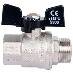 Кран шаровый Bugatti Oregon 03070065 муфтовый (ВР/НР), латунь Ду 20 (3/4")