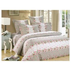 Постельное белье 1.5-спальное СайлиД A-142, поплин розовый/коричневый