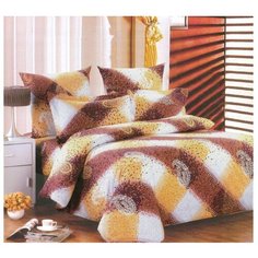 Постельное белье 1.5-спальное СайлиД A-160, поплин коричневый/желтый
