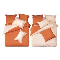 Постельное белье евростандарт СайлиД L-12, сатин белый / оранжевый