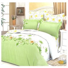 Постельное белье 1.5-спальное СайлиД B-24, сатин зеленый