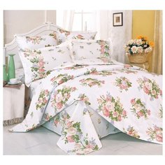 Постельное белье 1.5-спальное СайлиД A-28, поплин бежевый/розовый