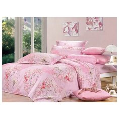 Постельное белье евростандарт СайлиД B-94, сатин розовый