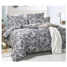 Постельное белье 1.5-спальное СайлиД A-169, поплин белый/серый