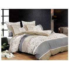 Постельное белье евростандарт СайлиД A-125 поплин бежевый/серый