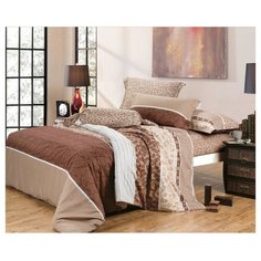 Постельное белье евростандарт СайлиД B-102, сатин коричневый