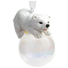Елочная игрушка Magic Time Полярный мишка на шаре (78168) белый