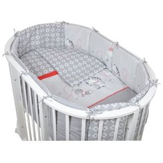 Pituso комплект для овальной кроватки Зебры (6 предметов) серый