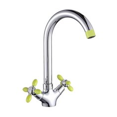 Смеситель для кухни (мойки) Gota Rocio G7447111 двухрычажный двухцветный хром/зеленый