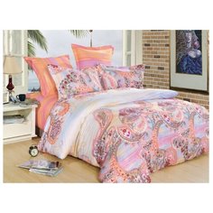 Постельное белье 1.5-спальное СайлиД B-130, сатин розовый