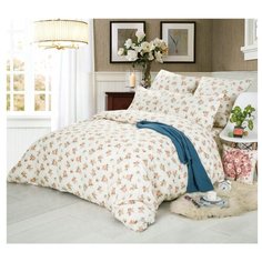 Постельное белье 1.5-спальное СайлиД A-180, поплин белый/розовый