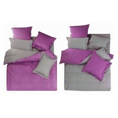 Постельное белье евростандарт СайлиД L-16, сатин серый/фиолетовый
