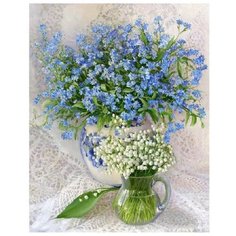 Molly Картина по номерам "Незабудки с ландышами" 40х50 см (KH0183)