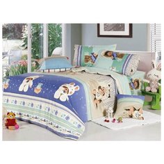 Постельное белье 1.5-спальное СайлиД C-61, поплин синий/голубой