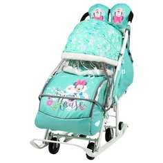 Санки-коляска Nika Disney baby 2 (DB2) с Минни Маус мятный