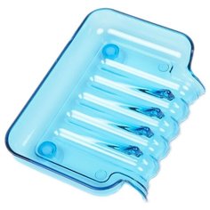 Мыльница FidgetGo на присосках со сливом голубой