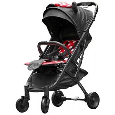 Прогулочная коляска Yoya Plus 3 Exclusive (дожд., москит., подстак., бампер, сумка-чехол, бамбук. коврик, корзина д/пок, ремешок на руку, накидка на ножки) Минни/черная рама, цвет шасси: черный