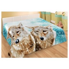 Плед Guten Morgen Волки зимний, 150 x 200 см голубой