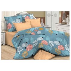 Постельное белье 2-спальное макси Guten Morgen Деко 832 70х70 см, бязь оранжевый/голубой