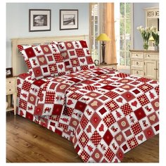 Постельное белье 1.5-спальное Guten Morgen Новогодняя мозаика 417 69х69 см, микрофибра красный/белый