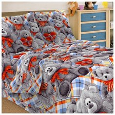 Постельное белье 1.5-спальное Letto Тэдди 50 х 70 бязь серый