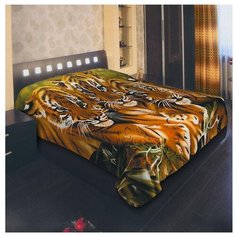 Плед Guten Morgen Тигрята, 150 x 200 см зеленый/коричневый