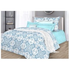 Постельное белье евростандарт Guten Morgen 884 70х70 см, поплин голубой/белый