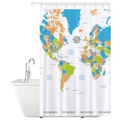 Штора для ванной Tatkraft Map 180x180 многоцветный