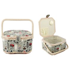 Шкатулка Русские подарки для рукоделия 22х22х14 см серый/совы