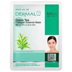 DERMAL Green Tea Collagen Essence Mask Тканевая маска с коллагеном и экстрактом зелёного чая, 23 г