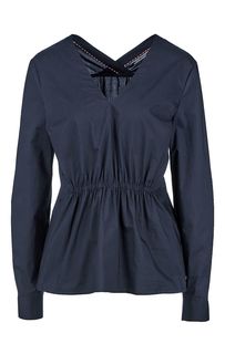 Хлопковая блуза синего цвета Tommy Hilfiger